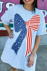 Patriotic Bow Graphic T-Shirt Dress