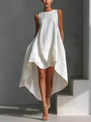 High-Low Round Neck Sleeveless Dress