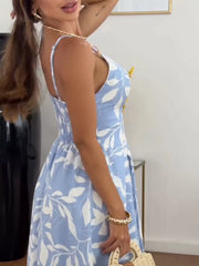 Printed Spaghetti Strap Slit Maxi Dress