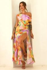 Darling Days Chiffon Maxi Dress - Orange Multi