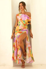 Darling Days Chiffon Maxi Dress - Orange Multi