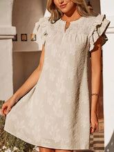 Floral Embossed Ruffle Sleeve Mini Dress