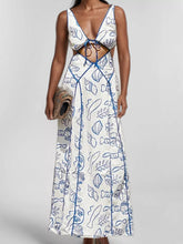 Cutout Backless Printed Maxi Dress
