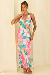 Dream State Satin Maxi Dress - Pink Multi