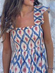 Smocked Ruffle Sleeve Maxi Dress