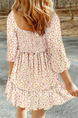 Floral Print Smocked Mini Dress