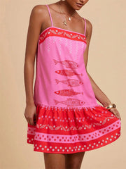 Printed Spaghetti Strap Mini Dress