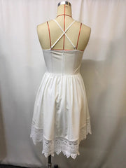 Full Size Lace Trimmed V-Neck Mini Dress Plus Size