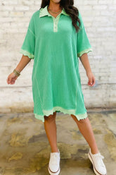 Casual Polo Collar Half Sleeve Mini Dress