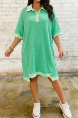 Casual Polo Collar Half Sleeve Mini Dress