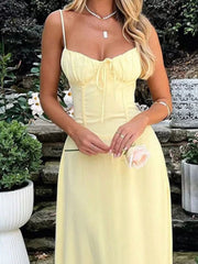 Tie Front Spaghetti Strap Maxi Dress