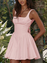 Backless Square Neck Mini Dress