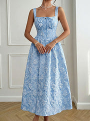 Floral Tie-Front A-Line Midi Dress
