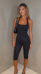 Monroe Polka Dot Jumpsuit - Black