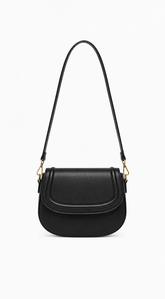 Faux Leather Crossbody Bag - Black