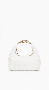 Lux Quilted Faux Leather Hobo Bag - White