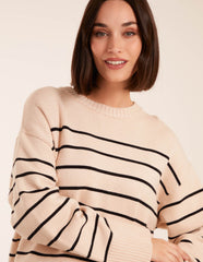 Thin Stripe Crew Neck Chunky Jumper