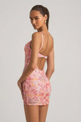 Embellished Camisole Bodycon Mini Dress in Pink