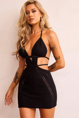 One Naya Crochet Mini Dress - Black