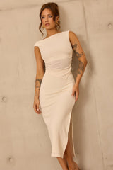 Sculpted Grace Jersey Midi Skirt - Cream