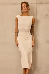 Sculpted Grace Jersey Midi Skirt - Cream