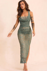Spotlight Lace Maxi Dress - Olive