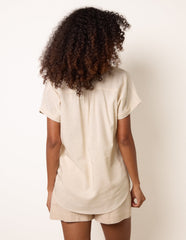Broidered Hem Short Sleeve Shirt
