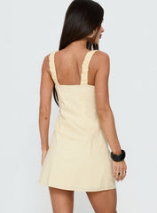 With You Everywhere Ruched Mini Dress Yellow