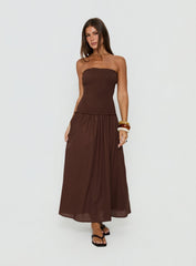 Tinsie Strapless Maxi Dress Chocolate Brown