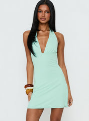 Tinisie Halter Mini Dress Aqua