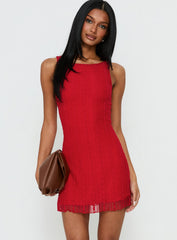 Miamora Lace Mini Dress Red
