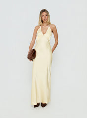 Esmia Halter Maxi Dress Lemon / White