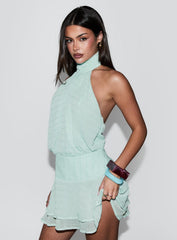 Isamira Halter Pleat Mini Dress Jelly Mint