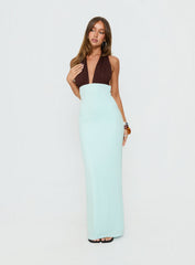 Dulzura Halter Maxi Dress Blue / Brown
