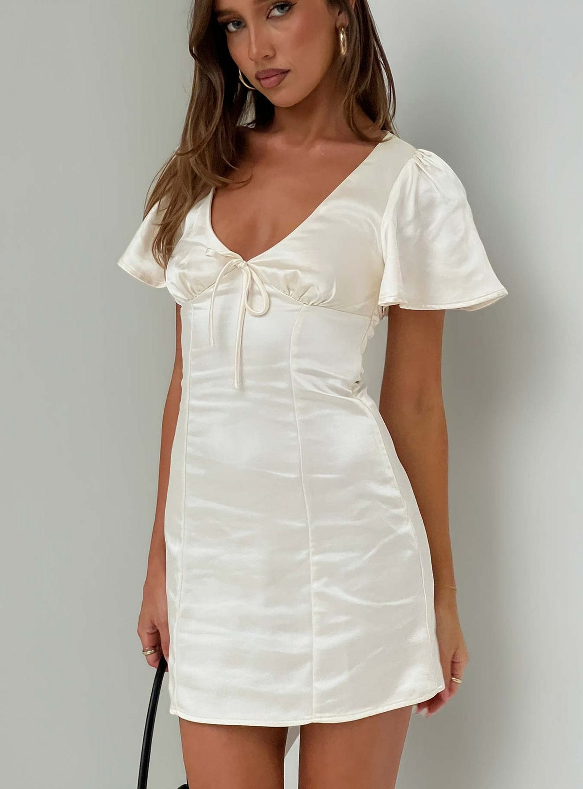 Sun Will Rise Tie Detail Mini Dress Cream