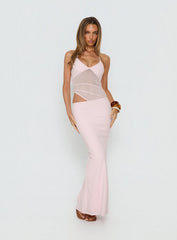 Afinity Sheer V Neck Maxi Dress Pink