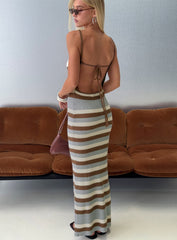 Leylana Scoop Knitted Maxi Dress Blue / Brown Stripe