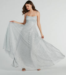 Kira Lace-Up Glitter Tulle A-Line Formal Dress