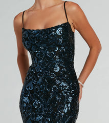 Tori Cowl Neck Mermaid Sequin Mesh Formal Dress