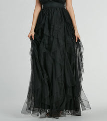 Wynonna V-Neck A-Line Ruffle Glitter Formal Dress