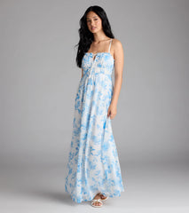 Sweet Beauty Floral A-Line Chiffon Maxi Dress