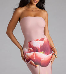 Statement Blooms Strapless Floral Maxi Dress