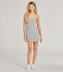 Sweet Silhouette Rosette Ruffled Knit Mini Dress