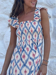 Smocked Ruffle Sleeve Maxi Dress