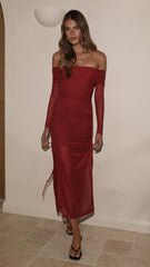 Isadora Off Shoulder Maxi Dress - Wine