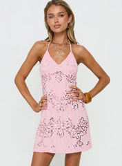 Stazia Beaded Mini Dress Pink