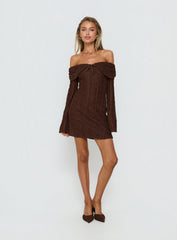 Colettie Long Sleeve Mini Dress Chocolate