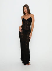 Blackpool Lace V Neck Maxi Dress Black