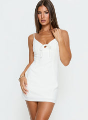 Romanzia V Neck Mini Dress White