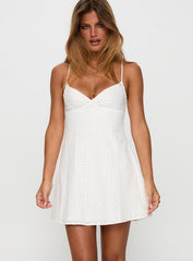 Dearly Embroidered Mini Dress White Petite